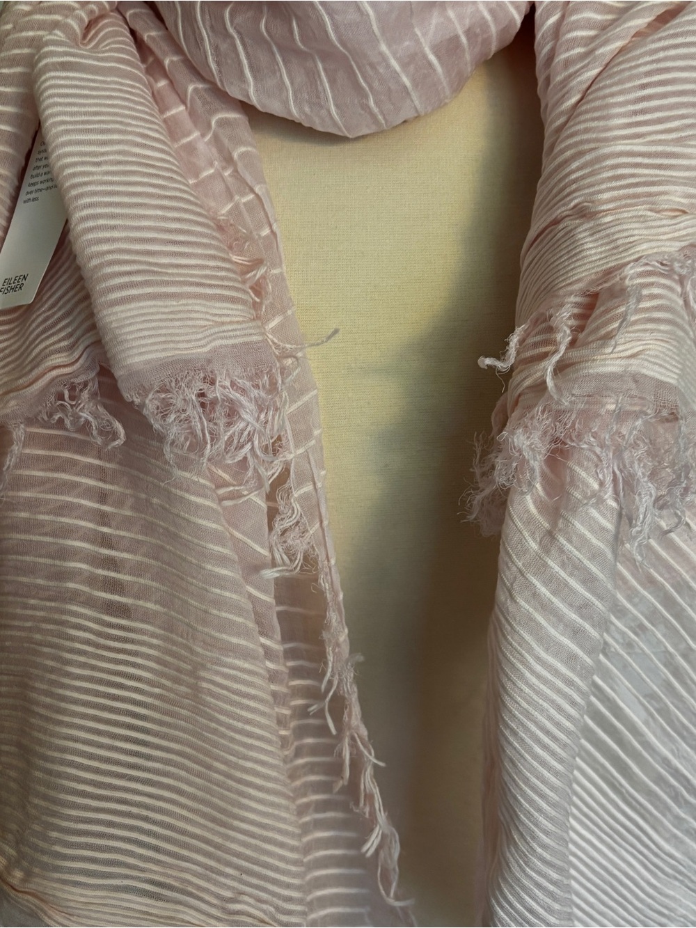 Eileen Fisher Pink Organic Lightweight Texture Fringe Scarf Wrap - Picture 7 of 10